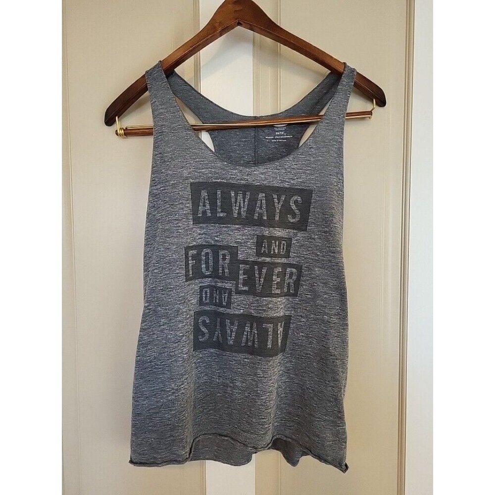 Quote Tank Top Always And Forever Women’s Size XS Gray Racerback Gym Cute Shirt